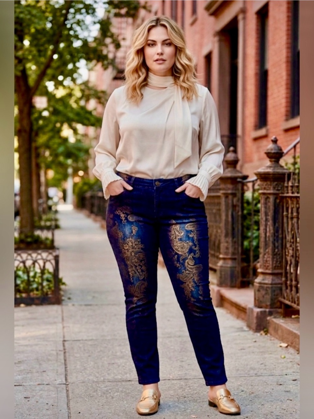 Faded Glory Flocked Paisley Skinny Premium Jeans Dark Indigo Boho Goth Size 14
